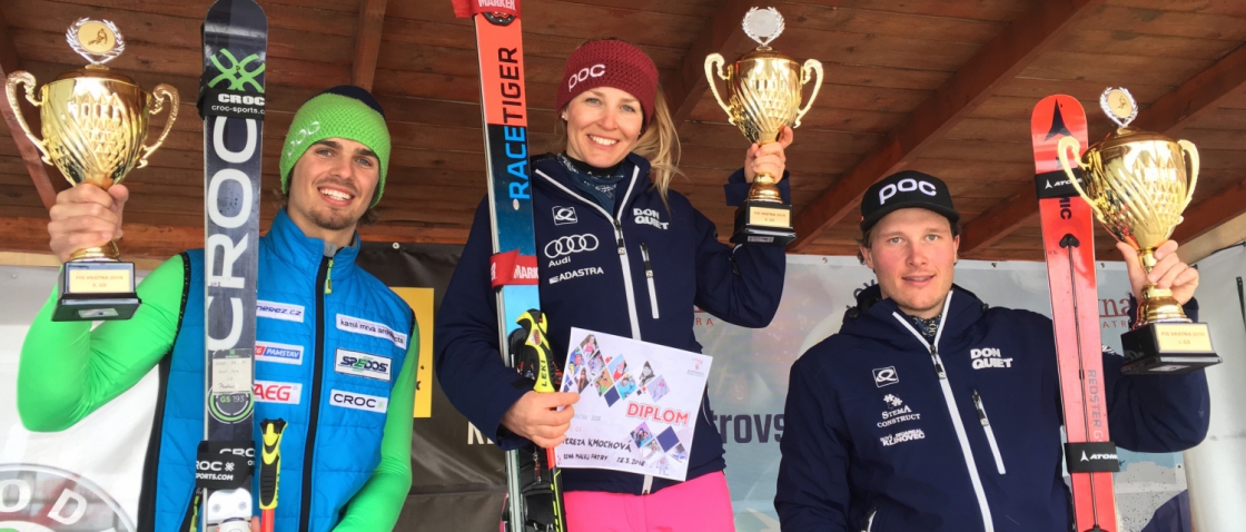 Ondřej Berndt mezinárodním mistrem Slovenska v obřím slalomu, Kmochová a Paulus vicemistry