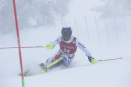 Kryštof Krýzl na trati slalomu SP v Levi, kde vybojoval výborné  15. místo