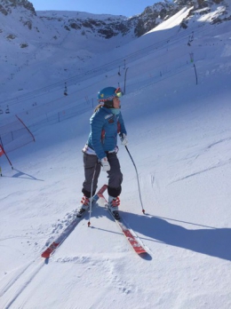 Kateřina Pauláthová na prohlídce trati sjezdu FIS v Tignes