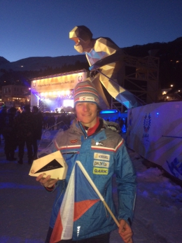 Jan Zabystřan s trofojí za 6. místo v kvalifikaci na slalom
