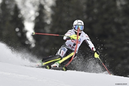 Martina Dubovská na trati slalomu v Are, kde obsadila výborné 13. místo