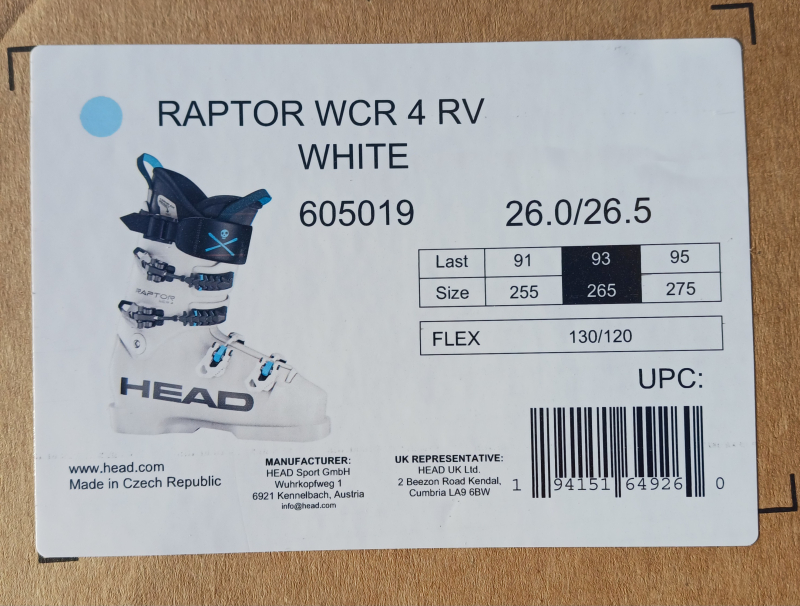 Head Raptor WCR 4, vel. 265
