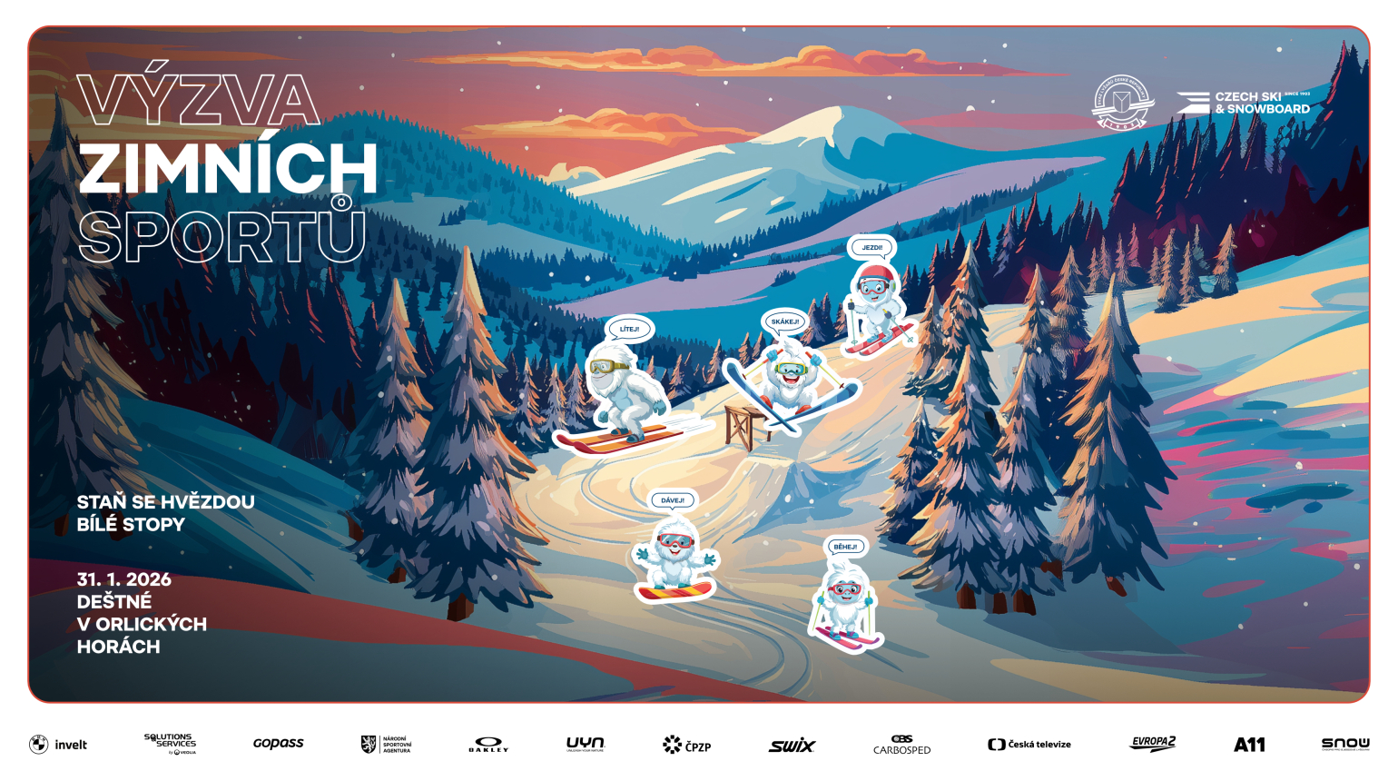 Výzva zimních sportů se vrací! Druhý ročník už 31. ledna, tentokrát zavítá do Deštného v Orlických horách