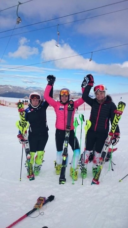 Slalomářky Gábina Capová, Šárka Strachová a Martina Dubovská