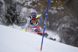 Tereza Kmochová na trati druhého slalomu SP v Aspenu 