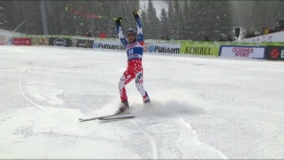 Kitanova radost po průjezdu cílem super-G v Beaver Creeku