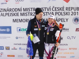 Mistři ČR ve slalomu 2016 Kryštof Krýzl a Kateřina Pauláthová
