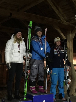 Ester Ledecká na 1. místě v obřím slalomu FIS v Kranjske Goře 