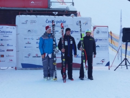 ČP Špindl - bedny sjezd: zleva F. Forejtek (CZE), M. Bendík (SVK), M. Klusak (POL)