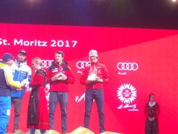 Jan Zabystřan při vyhlášení kvalifikakačního slalomu an 6. místě