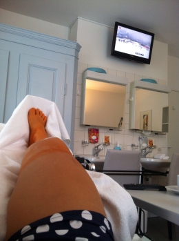 P. Klicnarová po operaci podélné fraktury holeně