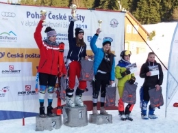 Stupně víztězů slalom U14 dívky