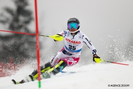 Martina Dubovská na trati 1. kola slalomu SP ve Špindlu