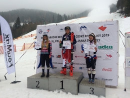 MČR v paralelním slalomu žen: 1. Klára Pospíšilová, 2. Eliška Kořístková, 3. Monika Zemanová