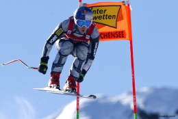 Ester Ledecká na trati tréninku sjezdu v Zauchensee