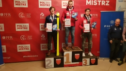Mistrovství Polska obří slalom: 1. Adam Klíma, 2. Piotr Habdas (POL), 3. David Kubeš