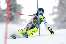 Gabriela Capová na trati 1. kola slalomu SP v Jasné