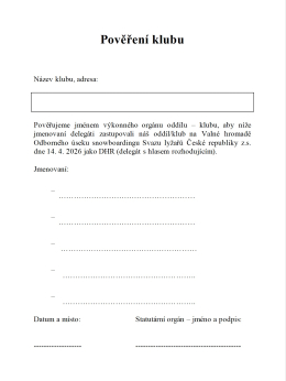 Pověření klubu_2026